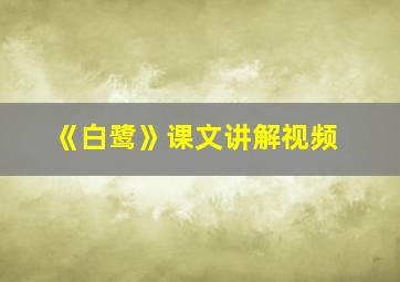 《白鹭》课文讲解视频