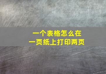 一个表格怎么在一页纸上打印两页