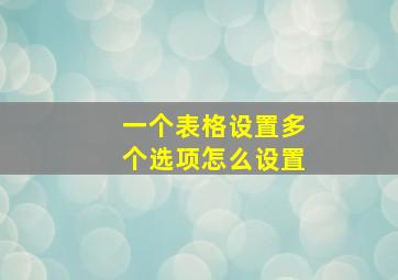 一个表格设置多个选项怎么设置