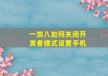 一加八如何关闭开发者模式设置手机