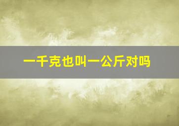 一千克也叫一公斤对吗