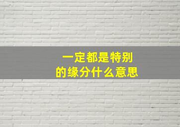 一定都是特别的缘分什么意思