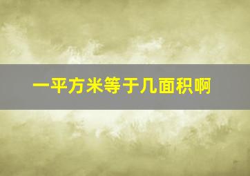 一平方米等于几面积啊