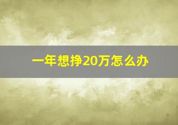 一年想挣20万怎么办