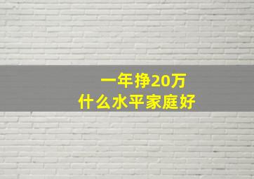 一年挣20万什么水平家庭好