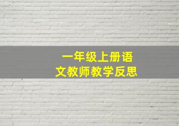 一年级上册语文教师教学反思