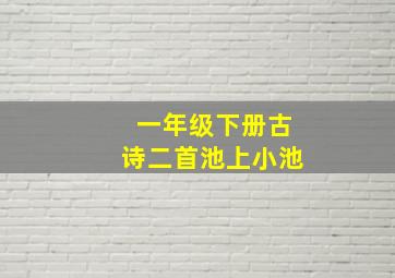 一年级下册古诗二首池上小池