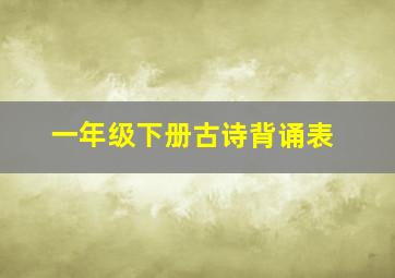 一年级下册古诗背诵表