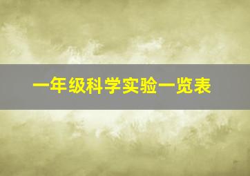 一年级科学实验一览表