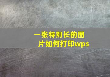 一张特别长的图片如何打印wps