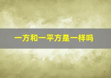 一方和一平方是一样吗