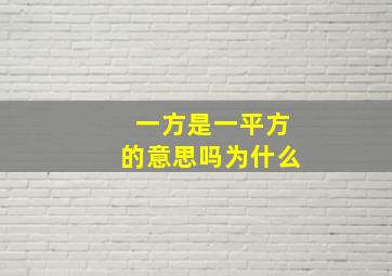 一方是一平方的意思吗为什么