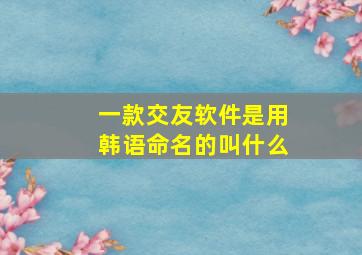 一款交友软件是用韩语命名的叫什么