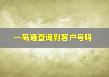 一码通查询到客户号吗