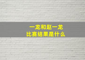 一龙和赵一龙比赛结果是什么