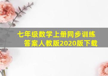 七年级数学上册同步训练答案人教版2020版下载