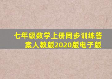 七年级数学上册同步训练答案人教版2020版电子版