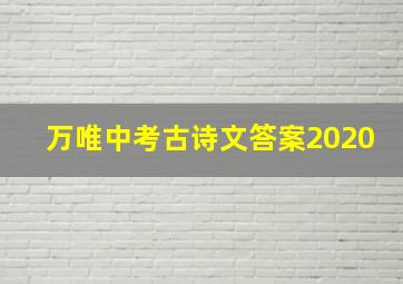 万唯中考古诗文答案2020