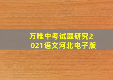 万唯中考试题研究2021语文河北电子版