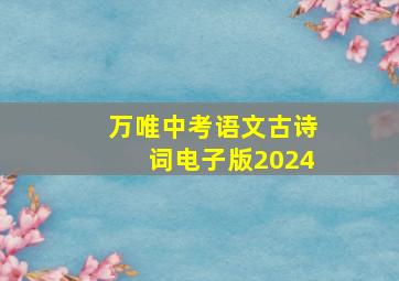 万唯中考语文古诗词电子版2024