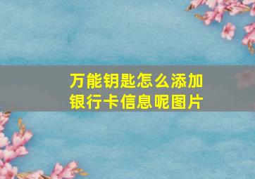 万能钥匙怎么添加银行卡信息呢图片