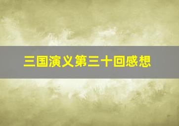 三国演义第三十回感想