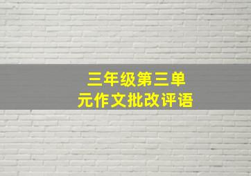 三年级第三单元作文批改评语