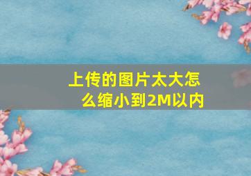 上传的图片太大怎么缩小到2M以内