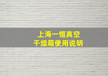 上海一恒真空干燥箱使用说明