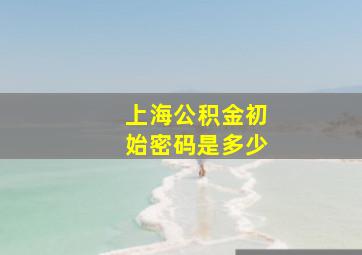 上海公积金初始密码是多少