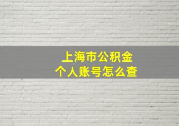 上海市公积金个人账号怎么查