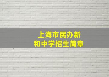 上海市民办新和中学招生简章