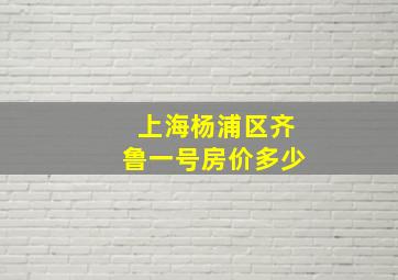 上海杨浦区齐鲁一号房价多少