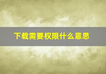 下载需要权限什么意思