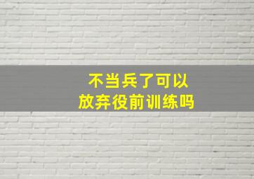 不当兵了可以放弃役前训练吗