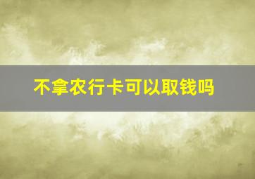 不拿农行卡可以取钱吗