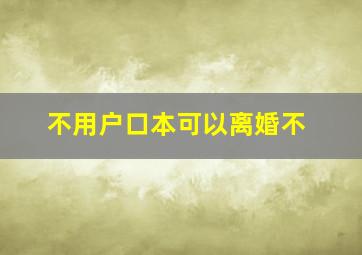 不用户口本可以离婚不