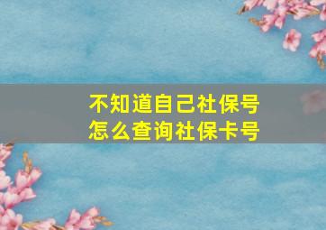 不知道自己社保号怎么查询社保卡号