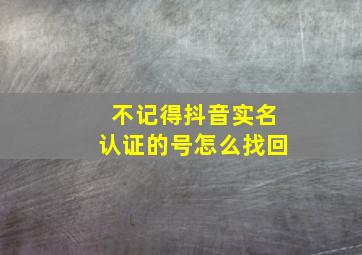 不记得抖音实名认证的号怎么找回