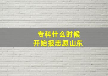 专科什么时候开始报志愿山东