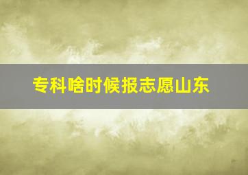 专科啥时候报志愿山东