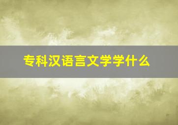 专科汉语言文学学什么