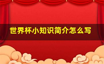 世界杯小知识简介怎么写