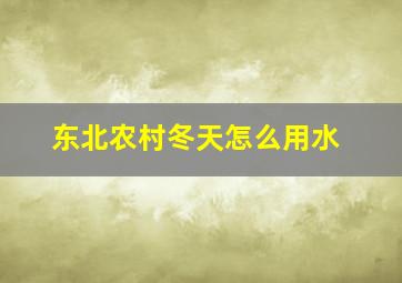 东北农村冬天怎么用水