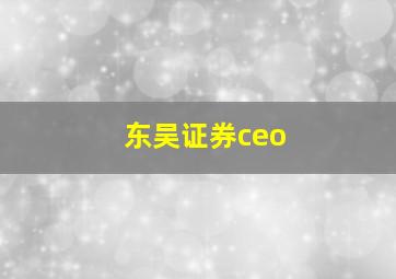 东吴证券ceo