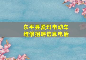 东平县爱玛电动车维修招聘信息电话