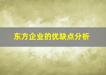 东方企业的优缺点分析