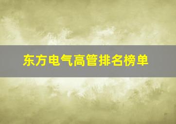 东方电气高管排名榜单