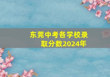 东莞中考各学校录取分数2024年