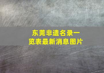 东莞非遗名录一览表最新消息图片